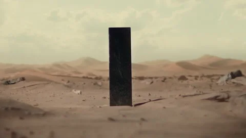 A black monolith in a desert Stock Footage 274637408