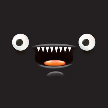 Black monster. Vector funny angry black shark face with open mouth with fangs 스톡 일러스트