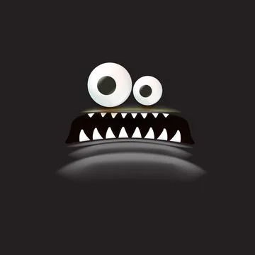 Black monster. Vector funny angry black shark face with open mouth with fangs Stockillustratie