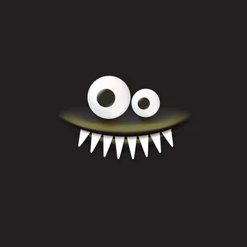 Black monster. Vector funny angry black shark face with open mouth with fangs Illustrazione stock