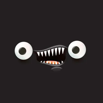 Black monster. Vector funny angry black shark face with open mouth with fangs Stockillustratie