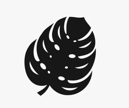 Black monstera leaf icon shape. Vector illustration. Stock Illustration