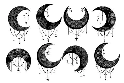 Black Moon, Crescent Decorative Element Stock Illustration