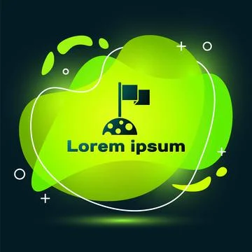 Black Moon with flag icon isolated on black background. Abstract banner with Ilustração Stock