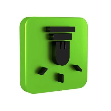 Black Motion sensor icon isolated on transparent background. Green square b.. Stock Illustration