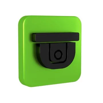 Black Motion sensor icon isolated on transparent background. Green square b.. Stock Illustration