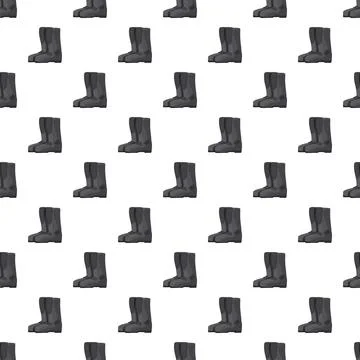 Black motorcycle boots repeating pattern on white background Stockillustratie