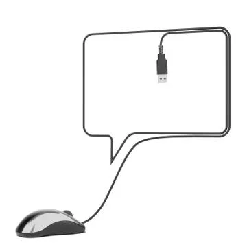 Black mouse and cable as speech bubble Stock Illustration