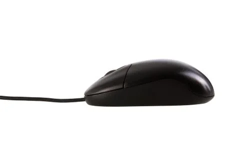 Black mouse isolated with clipping path. Foto stock