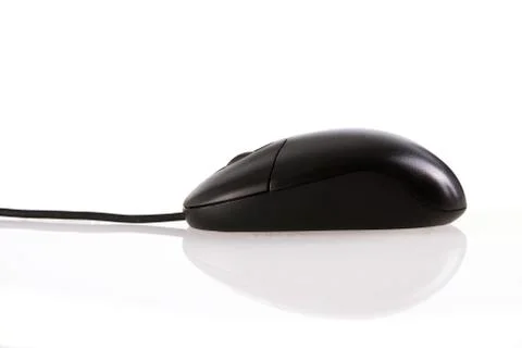 Black mouse isolated with reflection. Foto stock