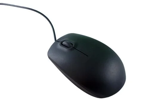 Black mouse for notebook and pc isolate on white Stock Photos