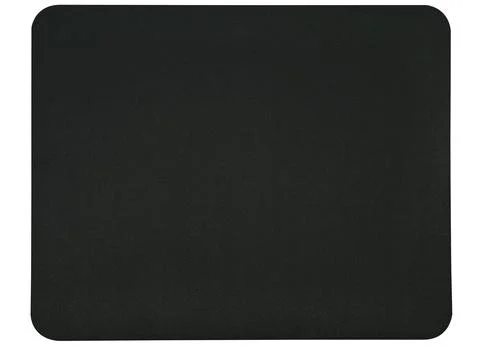 Black mouse pad made of rubber-based fabric isolated on a white background. Stock Photos