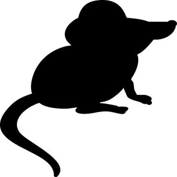Black mouse on a white background. Symbol of 2020. drawing Stock Illustration