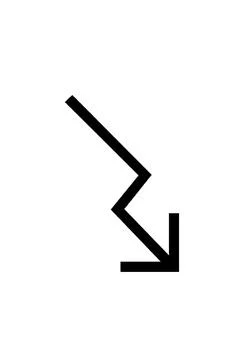 Black moving down line with arrow isolated on vertical white color background Stock Illustration