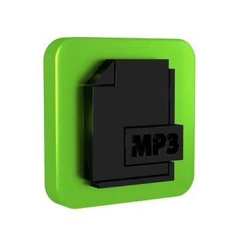 Black MP3 file document. Download mp3 button icon isolated on transparent b.. Stock Illustration