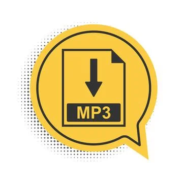 Black MP3 file document icon. Download MP3 button icon isolated on white 库存插图