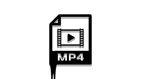 Black MP4 file document. Download mp4 button icon isolated on white background Stock Footage 233781573