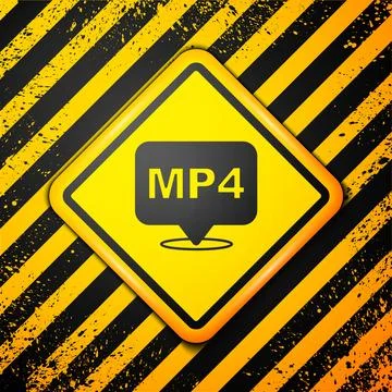 Black MP4 file document. Download mp4 button icon isolated on yellow backgr.. Stockillustratie