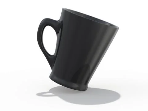 Black mug Mockup standing on the surface. 3D Stock Illustration