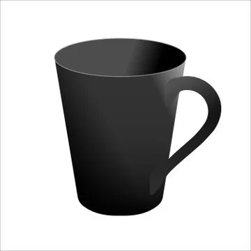 Black mug realistic vector template. Isolated object Illustrazione stock