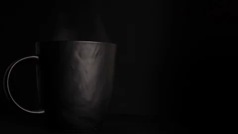 Black mug rotates against dark background, seamless looping. Stock Footage 122455159