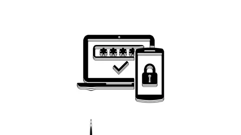Black Multi factor, two steps authentication icon isolated on white background Stock Footage 233782279