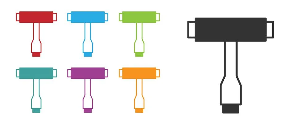 Black Multi-Function All-In-One portable skate tool T-tool for skateboard Stock Illustration