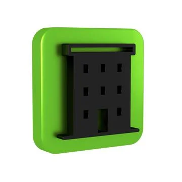 Black Multi storey building icon isolated on transparent background. Green .. Ilustración de archivo