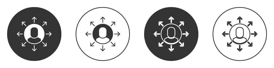 Black Multitasking manager working icon isolated on white background. Circl.. 스톡 일러스트