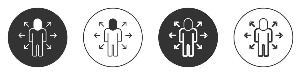 Black Multitasking manager working icon isolated on white background. Circl.. 스톡 일러스트