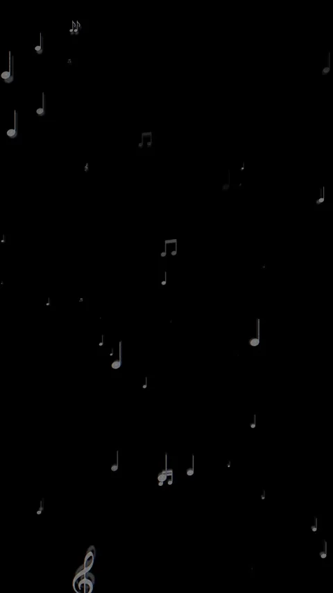 Black music notes motion floating white symbols, falling audio elements, clean d Stock Footage 340567622