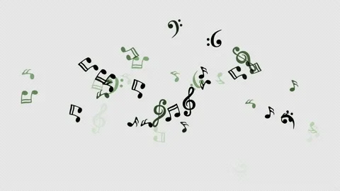 Black musical notes appearing, getting bigger,disappearing, blur. Alpha channel. Stock Footage 170726537
