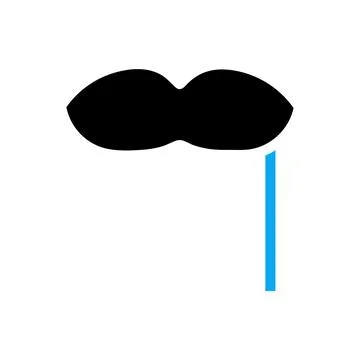 Black mustache with a blue string. Party accessory, fun, and playful. Stock Illustration