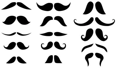 Black mustache constructor elements collection vector illustration. Barbers. イラスト素材