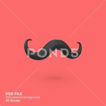 Black mustache isolated 3d render icon illustration PSD Template