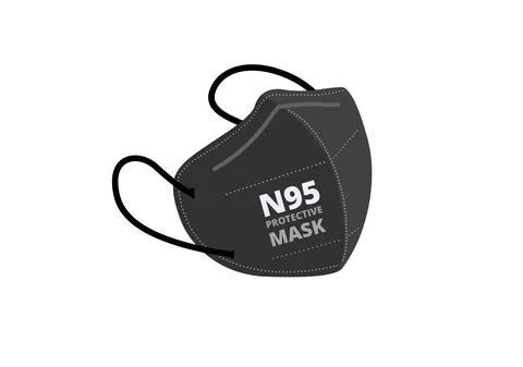 Black n95 mask vector isolated on white background ep42 Stock Illustration