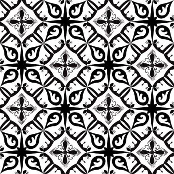 Black nad white royal pattern. The Seamless vector background Stock Illustration