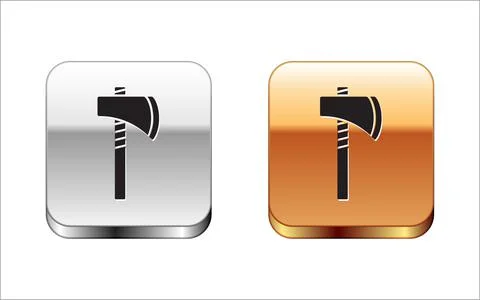 Black Native american tomahawk axe icon isolated on white background. Silver and Stock Illustration