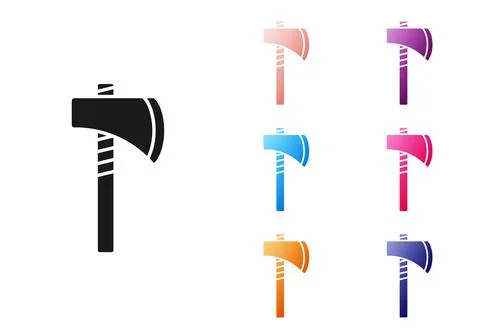Black Native american tomahawk axe icon isolated on white background. Set icons Stock Illustration