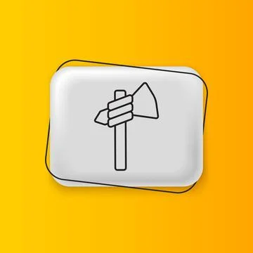 Black Native american tomahawk axe icon isolated on yellow background. Silv.. Stock-Illustration