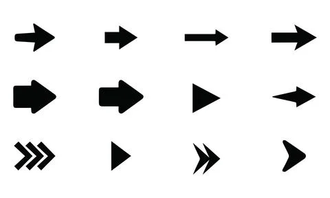 Black Navigation Arrows and Chevron Vectors Set Stock Illustration