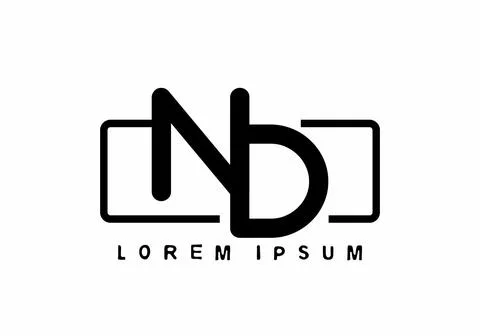 Black ND initial letter in rectangle shape Illustrazione stock