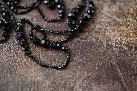 Black necklace closeup Stock Photos