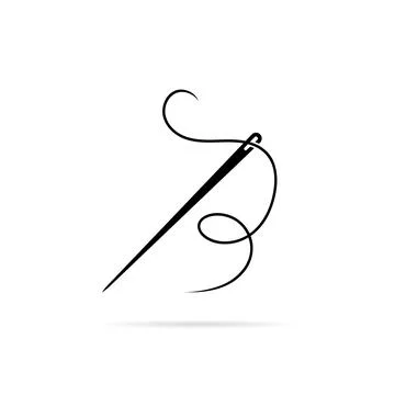 Black needle icon with thread for sew イラスト素材