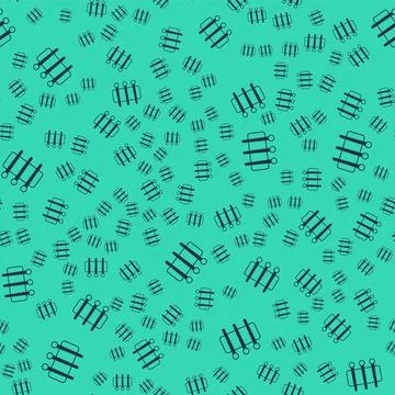 Black Needle for sewing icon isolated seamless pattern on green background Illustrazione stock