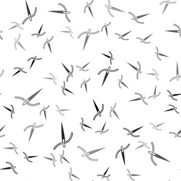 Black Needle for sewing with thread icon isolated seamless pattern on white 库存插图