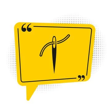Black Needle for sewing with thread icon isolated on white background. Tailor Stock Illustration