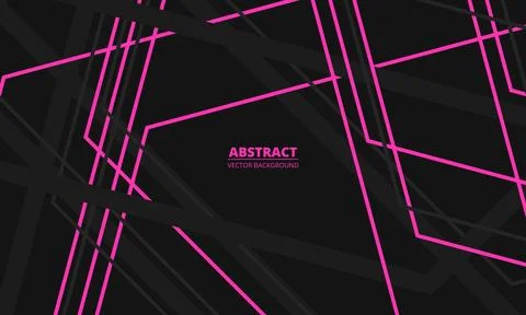 Black neon grid with abstract background, intersecting magenta lines and glowing Stock Illustration