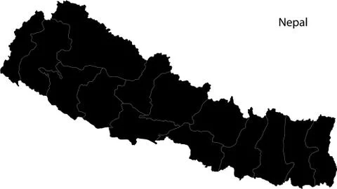 Black Nepal map Stock Illustration