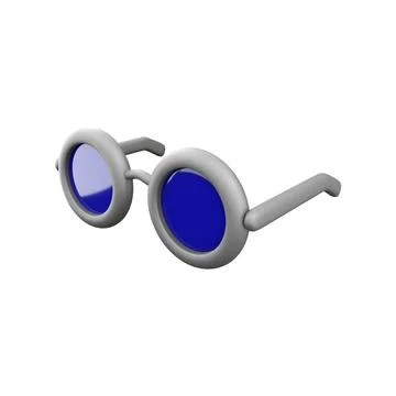Black nerd eyeglasses design element, glasses isolated on white background, 3d Stock Illustration